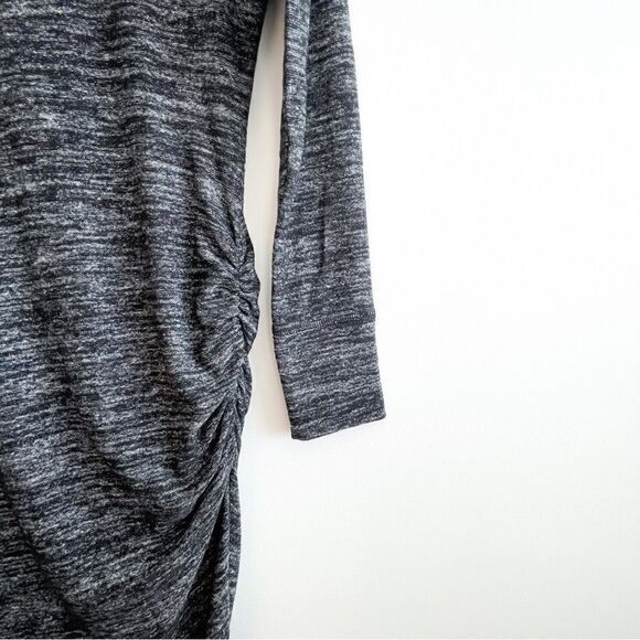 Banana Republic Sweater Knit Dress Black Marl Women's S Ruched Scoop Neck NWT - Picture 3 of 9